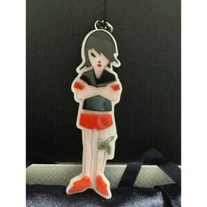 Prada Sterling Silver Plexiglass Girl Charm Pendant Keychain NWT Box